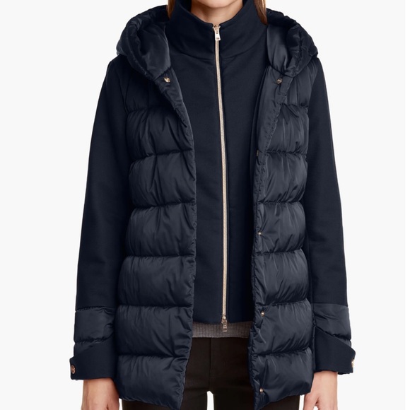 Herno Jackets & Blazers - Herno Women's Navy Blue Removable Windblocker Hooded Down Coat Jacket Size M 44